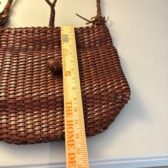 VTG BONANI Basket Weave Leather Crossbody Shoulder Bag Purse Boho Unique